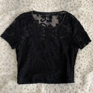 Forever 21 Floral Mesh Crop Top